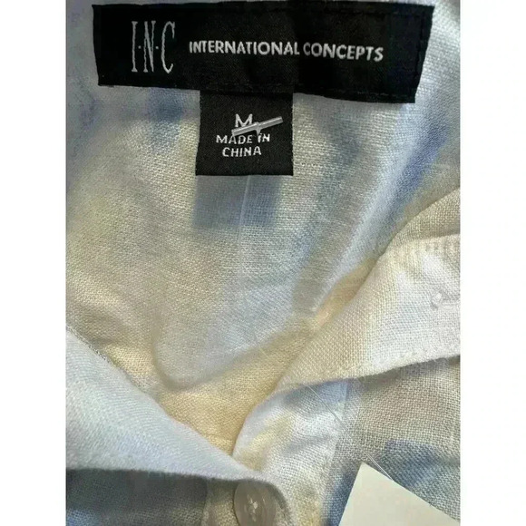 Inc International Concepts 100% Linen Frayed-Hem White Top Mariner Size M, - Picture 3 of 8
